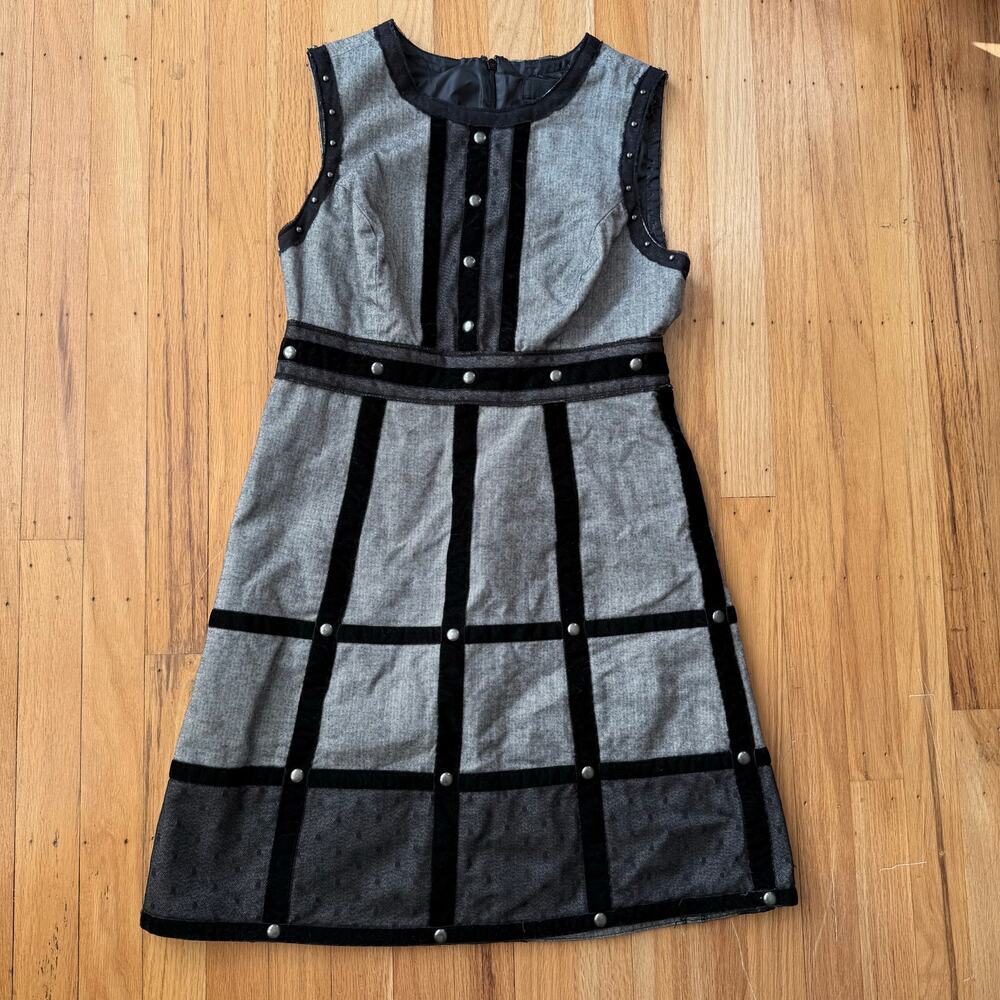 Anna Sui Black Sleeveless Studded Lace Velvet Sheath Dress Size 5 Gossip Girl - Picture 14 of 14